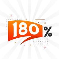 180 discount marketing banner promotion. 180 percent sales promotional design. vector