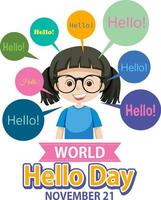 World hello day banner design vector