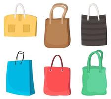 bolsas de compras. un conjunto de bolsas dibujadas a mano. concepto de viaje de compras de venta comercial. ilustración vectorial plana. vector