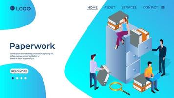 Paperwork.People are looking for documents.Concept of office management.Teamwork.Office work and coworking.Isometric vector illustration
