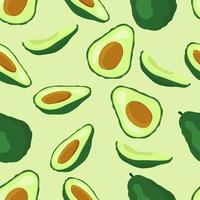 patrón sin costuras de aguacates enteros y en rodajas sobre un fondo de ensalada.puede usarse para papel de envolver de papel tapiz textil.ilustración vectorial. vector