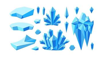 iceberg con cristales para paisajes árticos. conjunto de gemas de cristal y glaciares para el diseño de juegos. ilustración vectorial vector