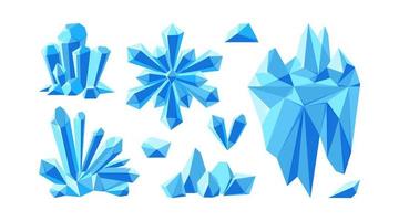 iceberg con cristales y copos de nieve para paisajes árticos. conjunto de gemas de cristal y piedras para el diseño de juegos. ilustración vectorial vector