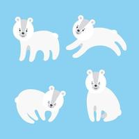 conjunto de osos polares. ilustración vectorial en estilo plano vector