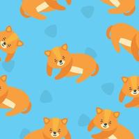 Seamless pattern with sleeping puppy. Cute puppy print. Vector illustration in flat style