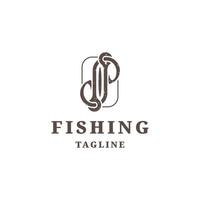 Fishing hook logo with vintage style design template vector illustration