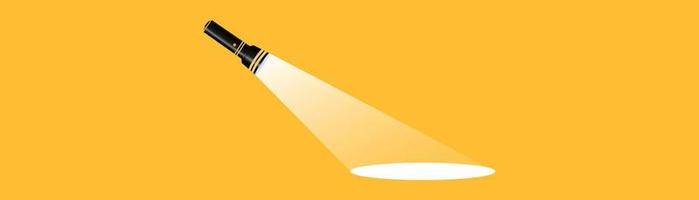 Lantern silhouette on a yellow background. Find or find a design concept. Applicable as banner, ad, message design. Flat vector illustration. Flashlight, light bulb, spotlight, advertisement.