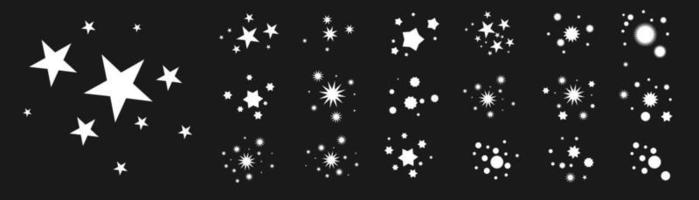 icono de estrella colección de ilustraciones de estrellas centelleantes. chispas, brillante explosión en el cielo. vector