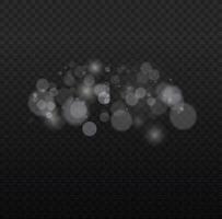 Light bokeh effect isolated background. Light abstract glowing bokeh lights. Christmas background from shining dust. Christmas concept flare sparkle. White png dust light. vector