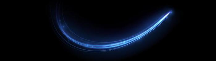 Blue glowing shiny lines effect vector background. Luminous white lines of speed. Light glowing effect. Light trail wave, fire path trace line and incandescence curve twirl.