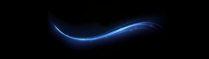 Blue glowing shiny lines effect vector background. Luminous white lines of speed. Light glowing effect. Light trail wave, fire path trace line and incandescence curve twirl.