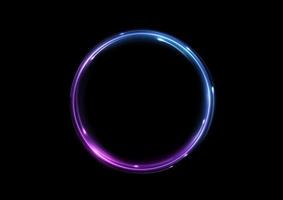 Neon swirl. Curve blue line light effect. Abstract ring background with glowing swirling background. Energy flow tunnel. Blue portal, platform. Magic circle vector. Round frame with light effect vector