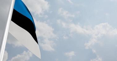 bandera estonia con renderizado 3d gran primer plano. 4k video