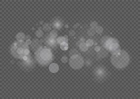 Light bokeh effect isolated background. Light abstract glowing bokeh lights. Christmas background from shining dust. Christmas concept flare sparkle. White png dust light. vector