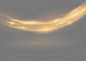 Golden glowing shiny lines effect vector background. Luminous white lines of speed. Light glowing effect. Light trail wave, fire path trace line and incandescence curve twirl.