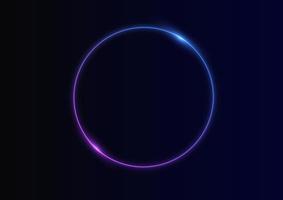 Neon swirl. Curve blue line light effect. Abstract ring background with glowing swirling background. Energy flow tunnel. Blue portal, platform. Magic circle vector. Round frame with light effect vector