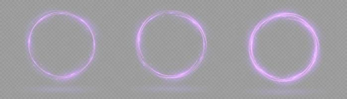 Sign of an ethereal fire portal with a strange spark of flame. Modern magic circle of witches with runes.  Decor elements for a wizard, shaman, medium. Glowing trail effect. vector