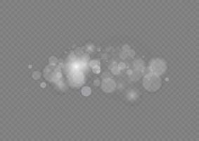 fondo aislado con efecto bokeh de luz. luces de bokeh brillantes abstractas de luz. fondo de navidad de polvo brillante. destello de destello de concepto de navidad. luz de polvo png blanco. vector