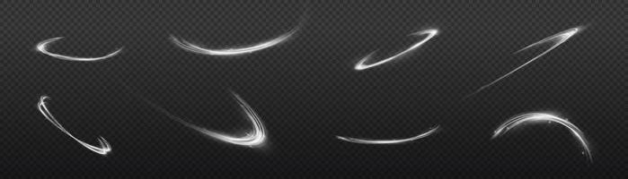 White glowing shiny lines effect vector background. Luminous white lines of speed. Light glowing effect. Light trail wave, fire path trace line and incandescence curve twirl.