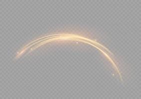 Golden glowing shiny lines effect vector background. Luminous white lines of speed. Light glowing effect. Light trail wave, fire path trace line and incandescence curve twirl.