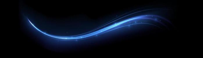 Blue glowing shiny lines effect vector background. Luminous white lines of speed. Light glowing effect. Light trail wave, fire path trace line and incandescence curve twirl.