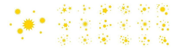 Star icon. Collection of illustrations of twinkling stars. Sparks, shining explosion in the sky. vector