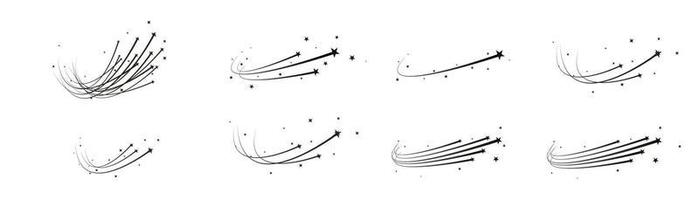 Abstract shooting star, falling star with a powerful trail star on a white background Meteoroid, comet, speed line, motion vortex, asteroid, speed motion line. vector