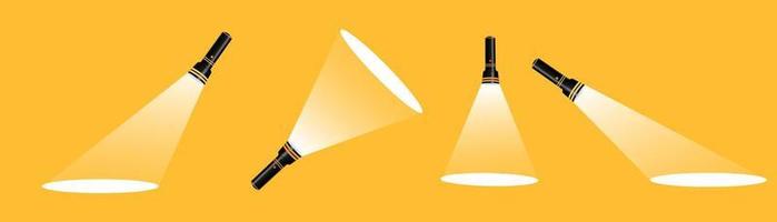 Lantern silhouette on a yellow background. Find or find a design concept. Applicable as banner, ad, message design. Flat vector illustration. Flashlight, light bulb, spotlight, advertisement.