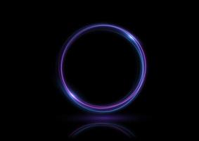 Neon swirl. Curve blue line light effect. Abstract ring background with glowing swirling background. Energy flow tunnel. Blue portal, platform. Magic circle vector. Round frame with light effect vector