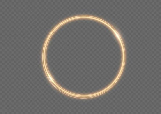 Light golden swirl. Curve golden line light effect. Glowing golden circle. Light gold pedestal, podium, portal, platform, table. Magic circle vector.