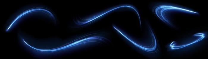 Blue glowing shiny lines effect vector background. Luminous white lines of speed. Light glowing effect. Light trail wave, fire path trace line and incandescence curve twirl.