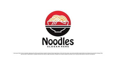 Ramen noodle logo design illustration with negative space concept and creative element vector