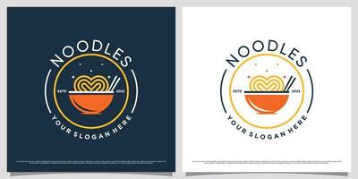 Japanese noodles logo design template with emblem style concept and creative element vector