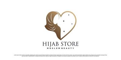 Muslim women logo design template wearing hijab with modern concept and creative element vector