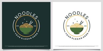Japanese noodles logo design template with emblem style concept and creative element vector