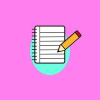 Lesson pencil notebook icon. Flat illustration of lesson pencil notebook vector icon for web design