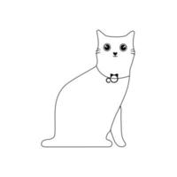 Vector illustration character design outline of cat. Draw doodle style. Cute cat face line icon