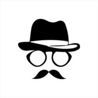 icono de incógnito hombre mujer cara con gafas gráfico vectorial en blanco y negro. línea de agente espía e icono de glifo, seguridad y detective, gráficos vectoriales de signos de piratas informáticos, icono lineal de trazo editable vector