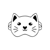 Vector illustration character design outline of cat. Draw doodle style. Cute cat face line icon