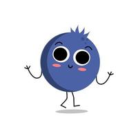 Cute flat cartoon blueberry illustration. Vector illustration of cute blueberry with a smiling expression.