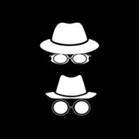 icono de incógnito hombre mujer cara con gafas gráfico vectorial en blanco y negro. línea de agente espía e icono de glifo, seguridad y detective, gráficos vectoriales de signos de piratas informáticos, icono lineal de trazo editable vector