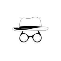 icono de incógnito hombre mujer cara con gafas gráfico vectorial en blanco y negro. línea de agente espía e icono de glifo, seguridad y detective, gráficos vectoriales de signos de piratas informáticos, icono lineal de trazo editable vector