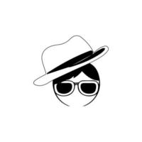 icono de incógnito hombre mujer cara con gafas gráfico vectorial en blanco y negro. línea de agente espía e icono de glifo, seguridad y detective, gráficos vectoriales de signos de piratas informáticos, icono lineal de trazo editable vector