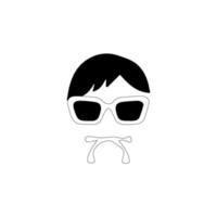 icono de incógnito hombre mujer cara con gafas gráfico vectorial en blanco y negro. línea de agente espía e icono de glifo, seguridad y detective, gráficos vectoriales de signos de piratas informáticos, icono lineal de trazo editable vector