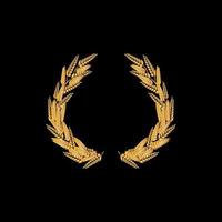 Gold award laurel wreath on dark background. vector