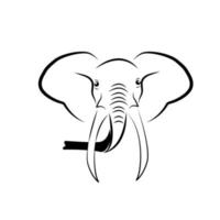 Vector image of an elephant head , illustration - Elephant mascot vector art. Frontal symmetric image of elephant looking dangerous. Vector monochrome icon.