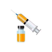 Vaccination color icon. Medical injection. Contraceptive syringe shot. HIV, hepatitis precaution procedure. Safe sex. Female, male healthcare. Pharmaceutical vial. Isolated vector illustration