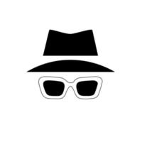 icono de incógnito hombre mujer cara con gafas gráfico vectorial en blanco y negro. línea de agente espía e icono de glifo, seguridad y detective, gráficos vectoriales de signos de piratas informáticos, icono lineal de trazo editable vector