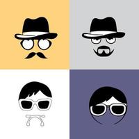 icono de incógnito hombre mujer cara con gafas gráfico vectorial en blanco y negro. línea de agente espía e icono de glifo, seguridad y detective, gráficos vectoriales de signos de piratas informáticos, icono lineal de trazo editable vector