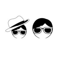 icono de incógnito hombre mujer cara con gafas gráfico vectorial en blanco y negro. línea de agente espía e icono de glifo, seguridad y detective, gráficos vectoriales de signos de piratas informáticos, icono lineal de trazo editable vector